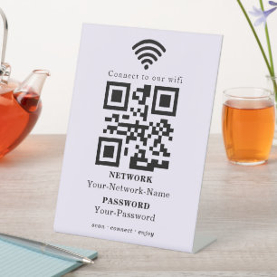 Moderne Minimalistische WiFi Wachtwoord QR Code Reclamebord Met Voetstuk