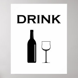 Moderne minimalistische wijnfles en DRINK Typograf Poster