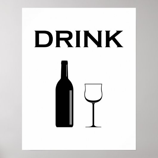 Moderne minimalistische wijnfles en DRINK Typograf Poster (Voorkant)