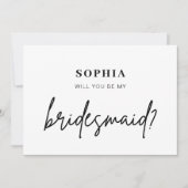 Moderne minimalistische 'Wil je mijn bruidsmeisje  Kaart (Voorkant)