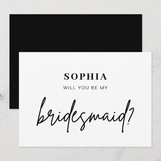 Moderne minimalistische 'Wil je mijn bruidsmeisje  Kaart (Voorkant / Achterkant)