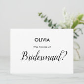 Moderne minimalistische Wil je mijn bruidsmeisje z Kaart (Staand voorkant)