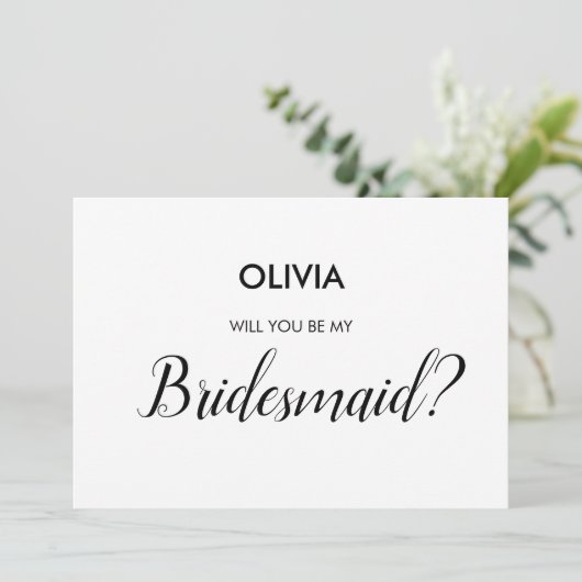 Moderne minimalistische Wil je mijn bruidsmeisje z Kaart (Staand voorkant)