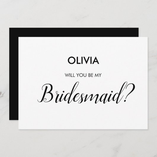 Moderne minimalistische Wil je mijn bruidsmeisje z Kaart (Voorkant / Achterkant)