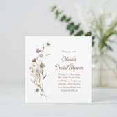 Moderne Minimalistische Wilde Bloem Boho Bruidsdou Kaart (Staand voorkant)