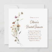 Moderne Minimalistische Wilde Bloem Boho Bruidsdou Kaart (Voorkant)