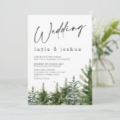 Moderne minimalistische Wilderness Pine Trees Wedd Kaart (Staand voorkant)