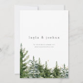 Moderne minimalistische Wilderness Pine Trees Wedd Kaart (Achterkant)