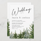 Moderne minimalistische Wilderness Pine Trees Wedd Kaart (Voorkant / Achterkant)