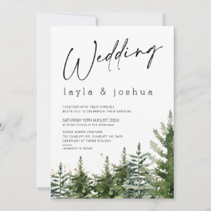 Moderne minimalistische Wilderness Pine Trees Wedd Kaart