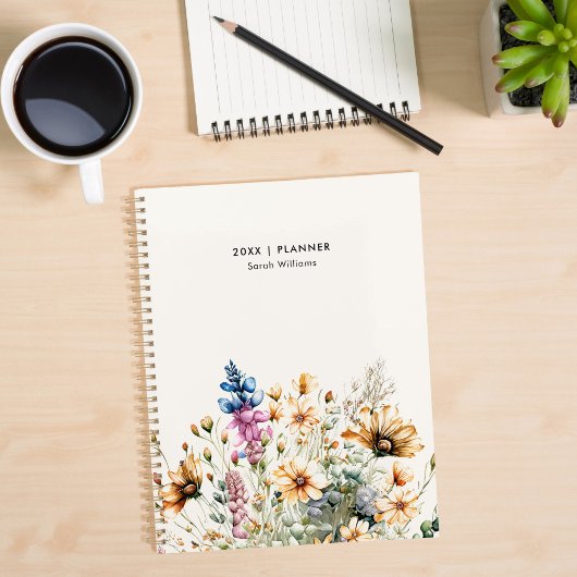 Moderne minimalistische Wildflower Floral geperson Planner