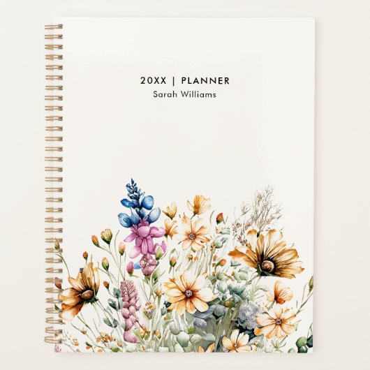 Moderne minimalistische Wildflower Floral geperson Planner (Voorkant)