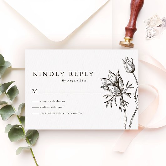 Moderne Minimalistische Wildflower Wedding Vriende RSVP Kaartje