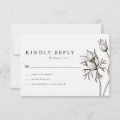 Moderne Minimalistische Wildflower Wedding Vriende RSVP Kaartje (Voorkant)