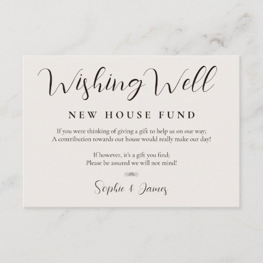 Moderne Minimalistische Wishing Well Calligraphy Informatiekaartje (Voorkant)