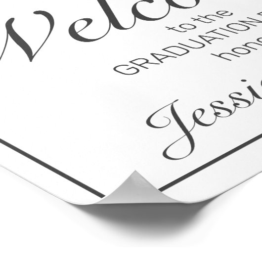Moderne Minimalistische Wit-Afstuderen Welkomstpar Poster (Hoek)
