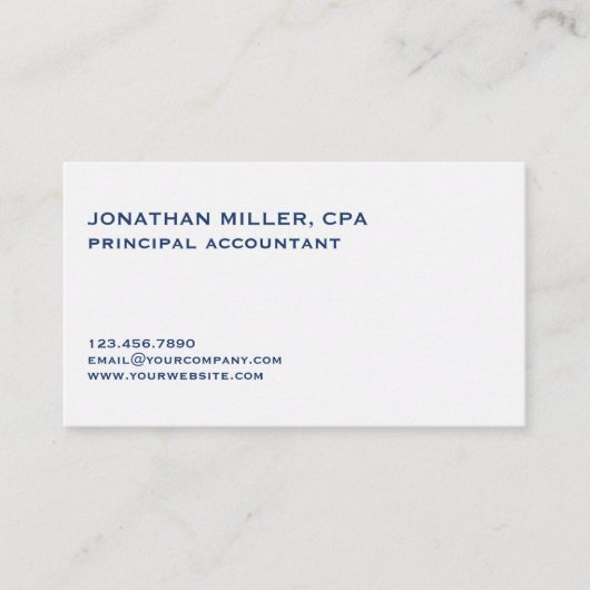 Moderne minimalistische wit-blauwe Logo Visitekaartje (Voorkant)