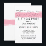 Moderne Minimalistische Wit Roze Brushstroke Sweet Kaart<br><div class="desc">Deze moderne en minimalistische zoete zestien verjaardagsfeestje uitnodiging is perfect voor uw jonge tienermeisje. Het beschikt over een hand-verf bubblegum roze penseelstreek op een eenvoudige witte achtergrond met zwarte aangepaste typografie. Het is elegant, meisjesachtig en voor het speciale evenement van uw dochter! ***BELANGRIJKE ONTWERPOPMERKING: Voor elk aangepast ontwerpverzoek, zoals bijpassende...</div>