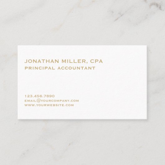 Moderne minimalistische witgouden Logo Visitekaartje (Voorkant)