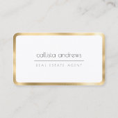 Moderne minimalistische witgouden rand visitekaartje (Voorkant)