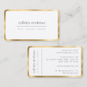 Moderne minimalistische witgouden rand visitekaartje (Voorkant / Achterkant)