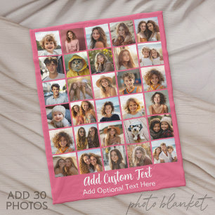 Moderne Minimalistische Witte 30 Foto Collage Fleece Deken