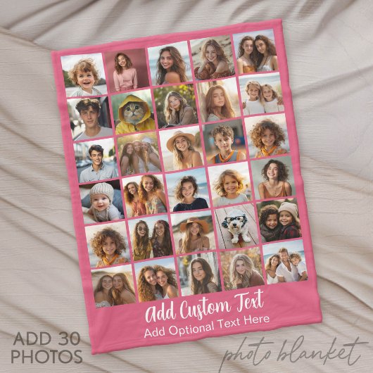 Moderne Minimalistische Witte 30 Foto Collage Fleece Deken