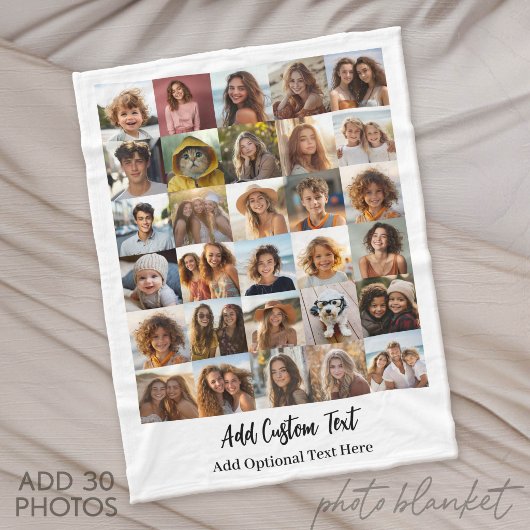 Moderne Minimalistische Witte 30 Foto Collage Fleece Deken