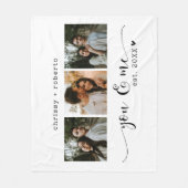 Moderne Minimalistische Witte 3 Foto Script Collag Fleece Deken (Voorkant)