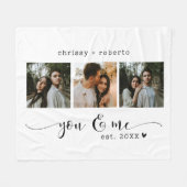 Moderne Minimalistische Witte 3 Foto Script Collag Fleece Deken (Voorkant (Horizontaal))