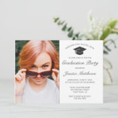 Moderne minimalistische witte Afstuderen foto Kaart (Staand voorkant)