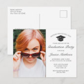 Moderne minimalistische witte Afstuderen uitnodigi Briefkaart (Voorkant / Achterkant)