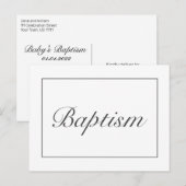 Moderne minimalistische witte Baby doop Aankondigingskaart (Voorkant / Achterkant)