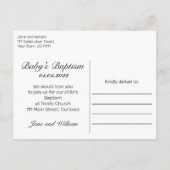 Moderne minimalistische witte Baby doop Aankondigingskaart (Achterkant)