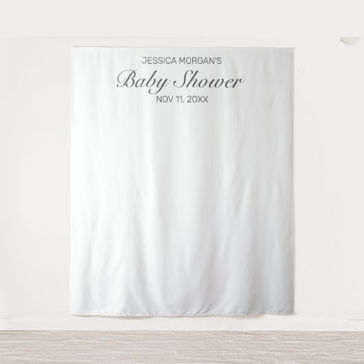 Moderne Minimalistische Witte Baby Shower-fototapi Wandkleed (Voorkant)