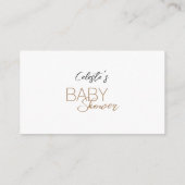 Moderne minimalistische witte Baby showers display Informatiekaartje (Achterkant)