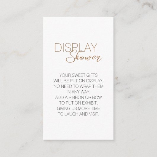 Moderne minimalistische witte Baby showers display Informatiekaartje (Voorkant)