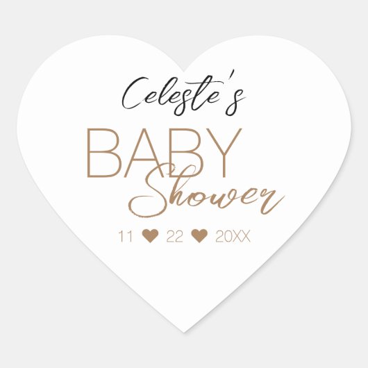 Moderne minimalistische witte Baby showers envelop Hart Sticker (Voorkant)
