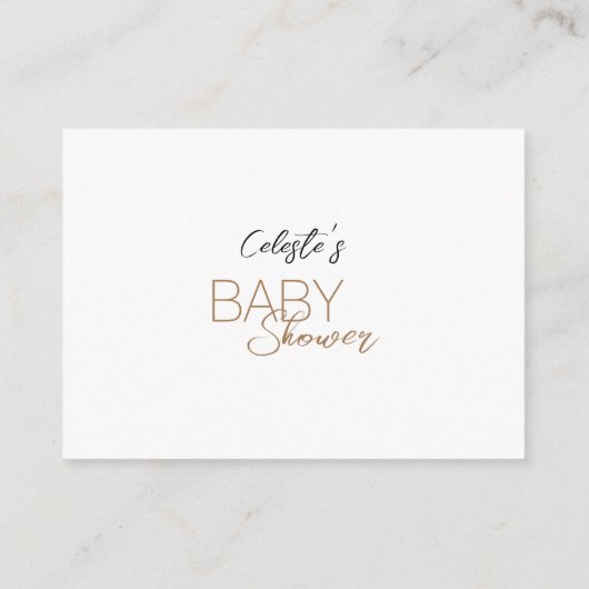 Moderne minimalistische witte Baby showers luier r Informatiekaartje (Achterkant)