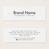 Moderne, minimalistische, witte bedaarkaart mini visitekaartjes (Voorkant /achterkant)