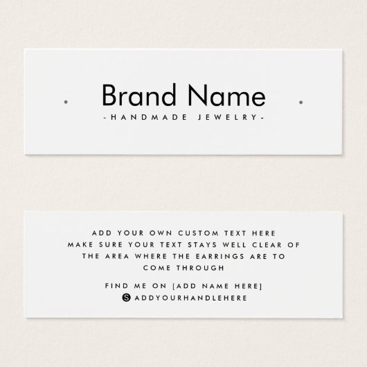 Moderne, minimalistische, witte bedaarkaart mini visitekaartjes (Voorkant /achterkant)