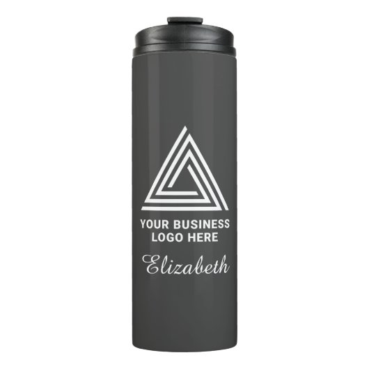 Moderne minimalistische witte bedrijfsnaam Logo we Thermosbeker (Voorkant)