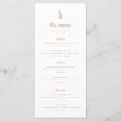 Moderne Minimalistische Witte & Beige Blad Bruilof Menu (Voorkant)
