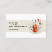 Moderne minimalistische witte beige violist visitekaartje (Achterkant)