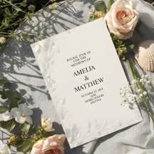 Moderne Minimalistische Witte Bloemen Bruiloftsinv