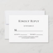 Moderne Minimalistische Witte Bloemige Reactiekaar RSVP Kaartje (Voorkant)