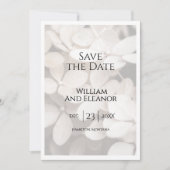 Moderne Minimalistische Witte Bloemige Save The Da Date (Voorkant)