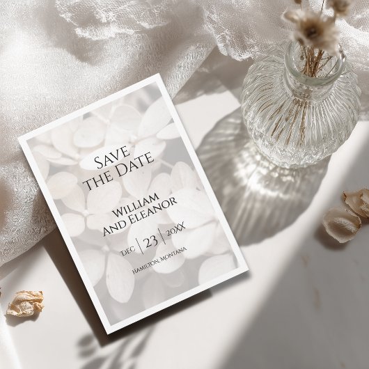 Moderne Minimalistische Witte Bloemige Save The Da Date