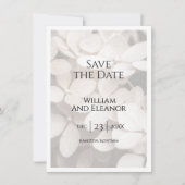 Moderne Minimalistische Witte Bloemige Save The Da Date (Voorkant)