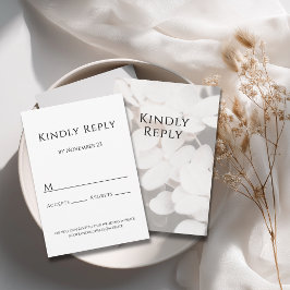 Moderne Minimalistische Witte Bloemreactiekaart RSVP Kaartje